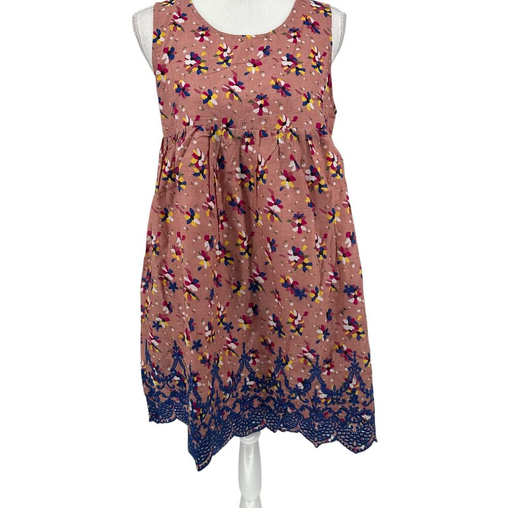 NEW Hayden Salmon Floral Print Embroidered Sleeveless Dress Medium